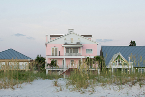Red-roofed beach house