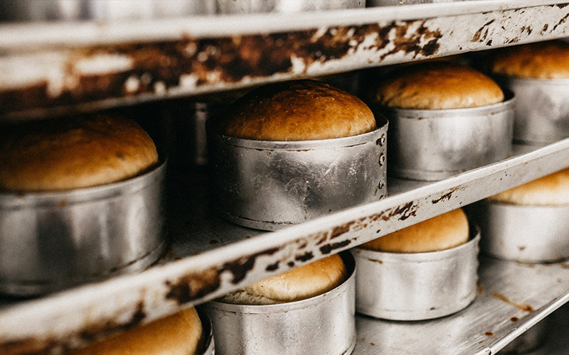 Bread in pans