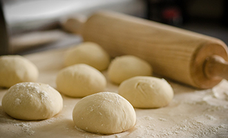 Raw pieces of dough